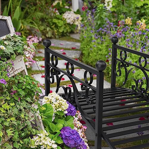 VINGLI 3.4ft Metal Garden Bridge, 330lbs Capacity Garden Bridges for Outdoors with Anti-Rust Coated Finish, Easy Assembly, Outdoor Decor Bridge for Garden Landscape, Backyard, Stream, Pond