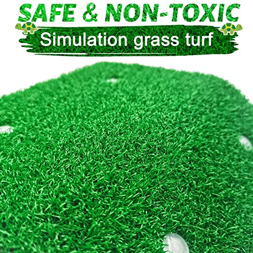 Keedolla Small Turtle Basking Platform Simulation Grass Turtle Ramp, Turtle Resting Basking Dock Floating Décor for Aquatic Turttle Reptile Frog Terrapin