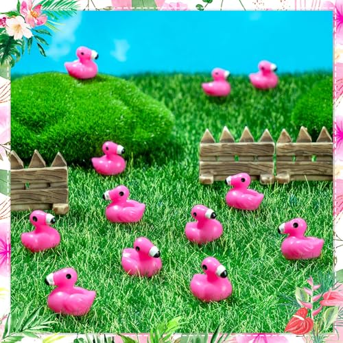HFAYDZSW 115Pcs Mini Resin Flamingo Ducks, Flamingo Tiny Figurines for Cake Topper Garden Dollhouse Landscape Aquarium Ornaments DIY Crafts