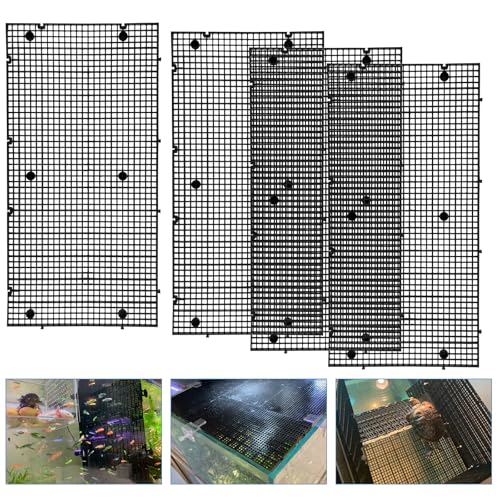 Adjustable Platic Grip Panel Aquarium Fish Tank Divider Filter Bottom DIY Plastic Grid Fish Tank Isolation Board Plastic Egg Crate Tray (Black, 4pcs 11.8X5.9 Inch with 0.15 Inch Hole) - color: Black, size: 4pcs 11.8X5.9 Inch with 0.15 Inch hole