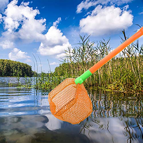 Coopay 2 Pieces Butterflies Fishing Net Catching Bug Floating Bait Beach Nets for Outdoor Playing - color: Blue + Orange