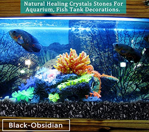 MAIBAOTA Natural Black Obsidian Crystal Quartz Rocks Chips Vase Filler Rocks for Succulent Plant Small Fish Tank Aquarium Gravel Decorative Pebbles Stones(200 gram) - color: Black-obsidian, size: 0.45 Pound