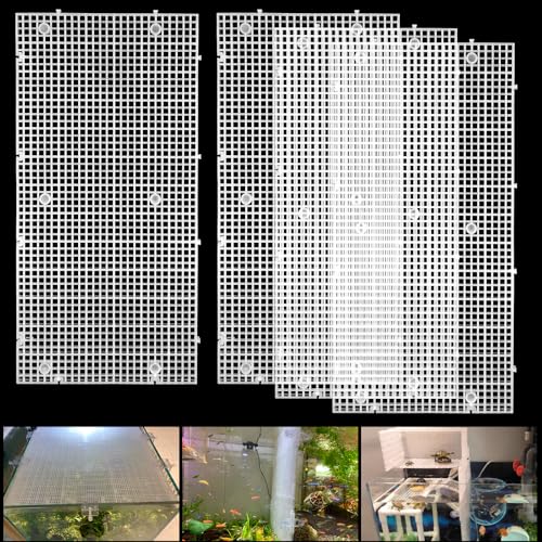 Adjustable Aquarium Fish Tank Divider Filter Bottom DIY Plastic Grid Fish Tank Isolation Board Plastic Egg Crate Tray(White, 4pcs 11.8X5.9 Inch with 0.15 Inch Hole) - color: White, size: 4pcs 11.8X5.9 Inch with 0.15 Inch hole