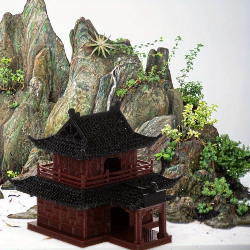 1pcs Ancient Style Inn Ornaments Bonsai Micro-Landscaping Ornaments Ancient Architecture Model Pavilion Wigwam Land and Water Tank Fish Tank Aquascape