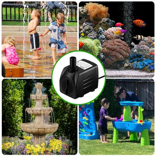 PULACO 400GPH Submersible Pump with 5 ft Tubing, (1500L/H 25W) durable fountain water pump for Pond Fountain, Aquariums Fish Tank, Statuary, Hydroponics - size: 400 GPH
