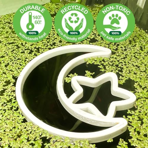 Fish Feeding Portals for Betta & Aquariums | Floating Food Rings & Breathing Windows (Multiple Shapes & Colors) (Moon - Black) - color: Moon - Black