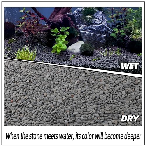18lb Aquarium Gravel for Plants, Decorative River Rocks Pebbles for Succulents Cactus Outdoor Garden Landscaping, Natural Small Drainage Rocks Gravel for Fish Tank Vases Terrarium - color: Black-Small, size: 18lb