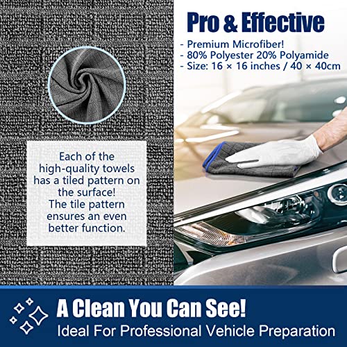 Airlab Microfiber Towels for Cars Wash Drying Auto Detailing, Highly Absorbent, Lint-Free, Streak-Free, All-Purpose Cleaning Cloths for Household, 16" x 16", Pack of 8, Grey - color: Dark Grey, Pack of 8