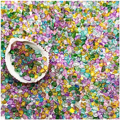 BXI 2.2 Lbs Small Aquarium Substrate Gravel Sand, Polished Smooth Fish Tank Gravel, Colorfast Uncoated Vibrant Blue Sea Glass, Decorative Stones for Vase Fillers, Fairy Garden, Potted Plants - color: Multicolored Glass Sand, size: 2.2 lbs, 0.04''-0.12''(M