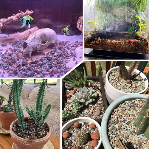 5lb Mix Horticultural Lava Rock Pebbles Pumice Potting Soil Amendment Succulent Cactus Bonsai Gritty Rock Decorative Gravel Plant Drainage Volcanic Rock for Aquarium Fairy Gardening Top Dressing - color: Mix Pebbles, size: 5LB