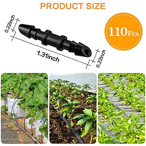 Drip Irrigation Coupling Fittings-110 Pieces Couplers for 1/4” Tubing,Barbed Connectors for Drip or Sprinkler Systems - size: 110P-Coupling Fittings