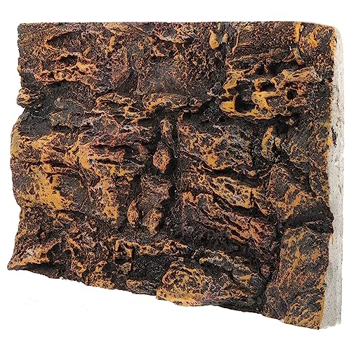 Kisangel 3D Reptile Tank Background, 17.7 x 11.8 Inch Realistic Rock Terrarium Backdrop Board, Polyurethane Foam Habitat Decor for Bearded Dragon, Lizard, Gecko, Snake & Aquarium - color: Light Brown