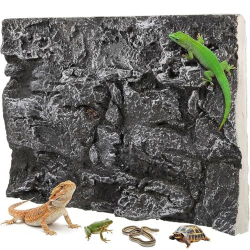 Toddmomy Rock Terrarium Background 3D Reptile Habitat Backgrounds, 17.7x11.8in Decorative Backdrop for Tanks Bearded Dragons Lizard Gecko Spider Chameleon Turtle Fish