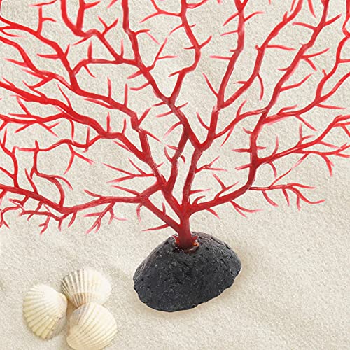 Piutouyar 2Pcs Sea Fan Coral Decorations, Red Simulation Sea Coral Branch for Aquarium Ornament Fish Tank Landscape (11.8inch+6.7inch) - color: Red