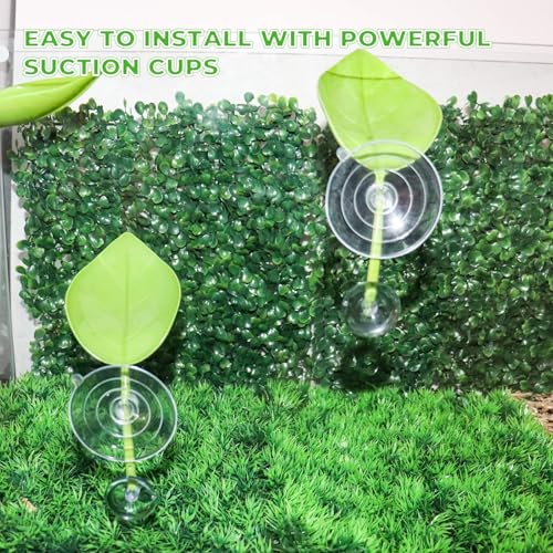 3 Pack Plastic Leaf Decorations with Suction Cups, Frog Habitat Platform, Reptile Decorations for Terrarium, Tank Terrarium Accessories for African Dwarf, Toad - color: Green