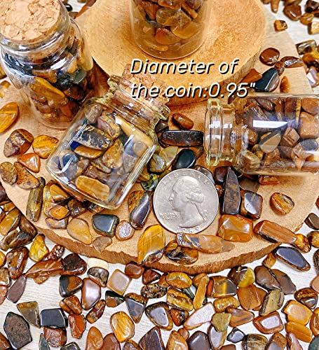 QINJIEJIE250g Tiger Eye Crystals Polished Rocks Tumbled Stones Chips Stone Crushed Quartz Crystal Natural Gem Gravel Home Decoration Succulent Plants Vase Filler Landscape Bottom Ornament 0.55lbs - color: Yellow - Tiger Eye, size: 0.55 Pound