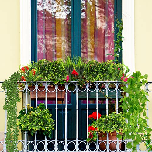 16 Bundles Artificial Hanging Plants Artificial Succulents Fake String of Pearls Fake Ivy Vine Greenery Boxwood Stems Fake Boxwood Shrubs Greenery Shrubs Boston Fern Plants for Indoor Outdoor Decor