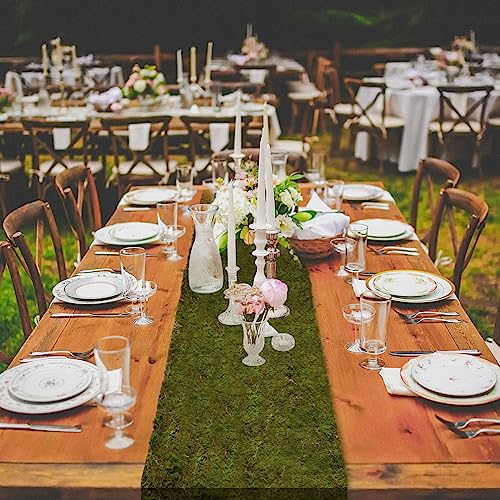 108'' x 12'' Moss Table Runner Dried Moss Sheet Roll for Crafts Preserved Moss Mat for Table Decoration Green Moss for Wedding Party Woodland Garden Fairy Decor - color: 108*12 Inch