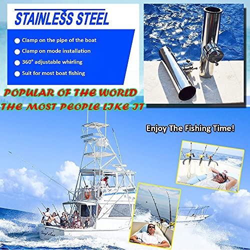 AMYSPORTS Rail Mount Rod Clamp Holders Boat Clamp Holders Rod Stainless Steel Fishing Rods Holder Adjustable Marine Side Mounted Support for Kayak Boats Fishing