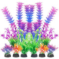 AQUANEAT Artificial Fish Tank Plants, Aquarium Decorations, Purple Plastic Accessories, 10pcs