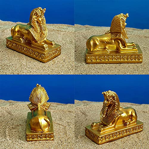 Ancient Egypt Aquarium Fish Tank Decorations Decor (Set of 3) Pyramid Sphinx Statue Mummy Sculpture Reptile Turtle Lizard Spider Tanks Terrarium Décor Ornament Pet - color: Ancient Egypt a