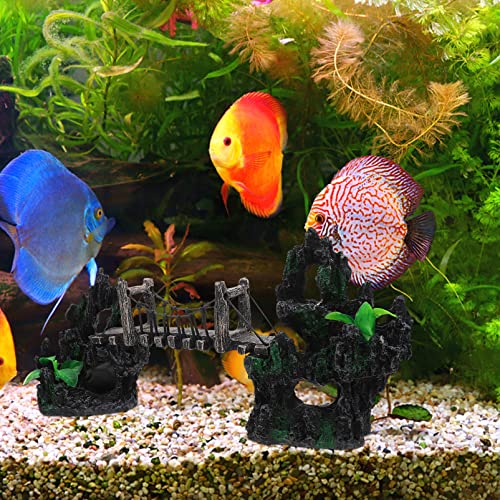 Aquarium Bridge Decorations Rope Bridge Mountains Fish Tank Ornament Aquarium Landscaping Decor