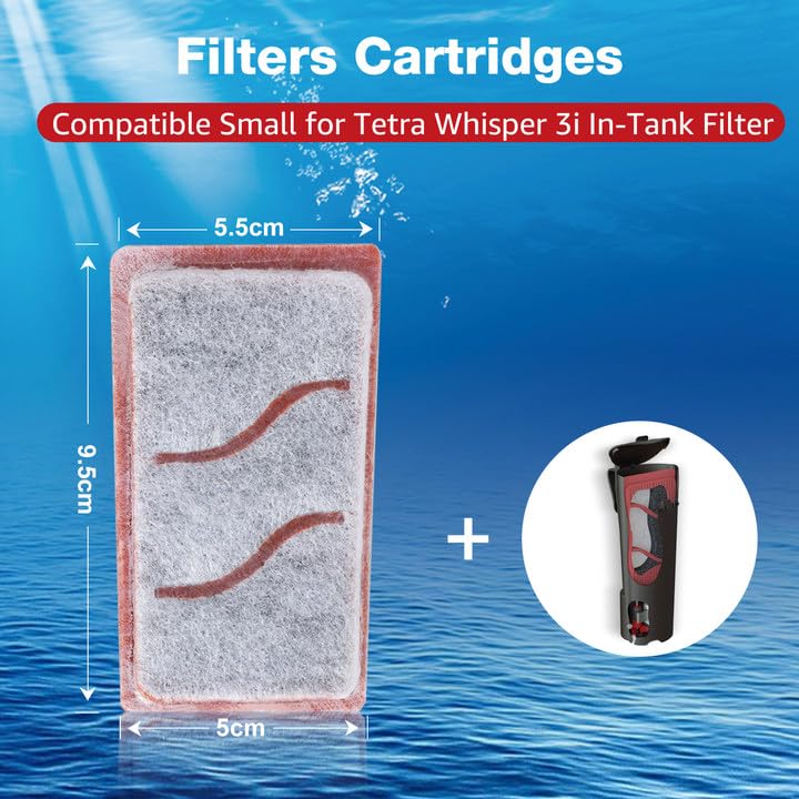 8 Pack Small Filter Cartridges Compatible with Tetra Whisper Bio-Bag Filter Small Replacement Filter Cartridges Compatible with Tetra Whisper 3i Internal Filters