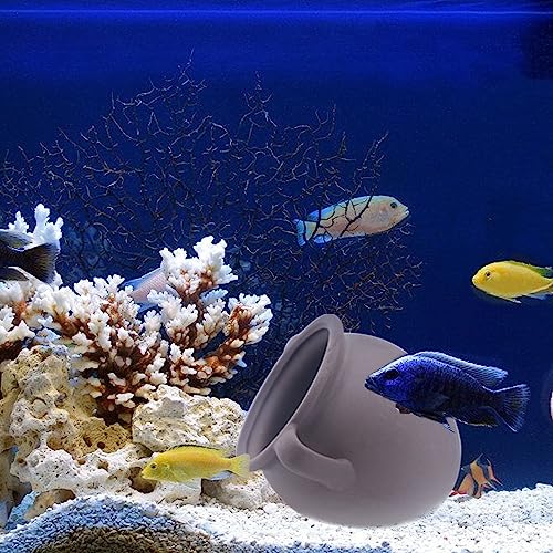 AnRui Ceramic Jar Aquarium Ornament Decor Natural Clay Vase Betta House Hideout Cave Pot Fish Tank Decorations Accessories for Cichlid, Small Fish, Shrimp to Play Hide Breed Habitat, Small - size: Small
