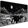 Black and White Desk Mat Dark Nature Forest Mouse pad XXL Starry Night Mountain Desk pad Aesthetic Moon and Stars Mousepad XXL for Laptop Computer Mouse Gaming Keyboard Mat, 31.5 X 15.8 in - color: Night Painting