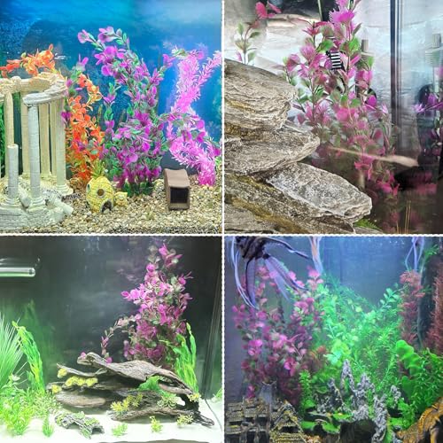 Tfwadmx Large 25.6 inch Aquarium Plants 2 Pcs Tall Artificial Water Seaweed for Fish Tank Decor Plastic Plant for Fish Shrimp About - color: Purple-25''(2pcs)