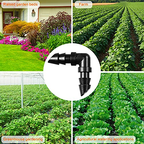 70 Pack Drip Irrigation Barbed Elbow Fittings,Barbed Connector Fits Universal 1/4" Drip Tubing, 90 Degree Drip Line Corner for Drip or Sprinkler System - size: 70P-Elbow Fittings
