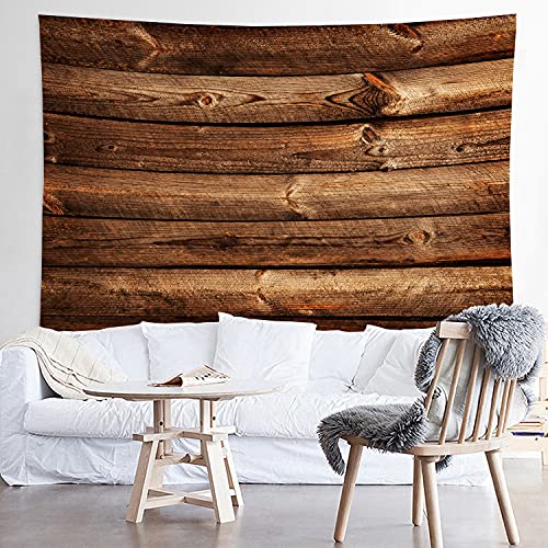 WODEJIA Fabric Tapestry Decorative Wall Art Tablecloth Bedspread Picnic Blanket Beach Throw Blanket for Bedroom Hall Dormitory Living Room Hanging 59 x 51 inches Brown Wooden Wall Print - color: Brown Wooden Wall, size: 59"L x 51"W
