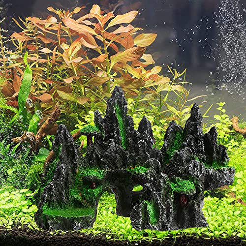Saim Large Aquarium Rock Decorations, Mountain Ornament Fish Cave Bridge, Fish Tank Aquascape Model for Gold Fish, Betta Cichlids Hideaway Cave Hideout (Small) - size: Small