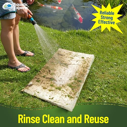 Classic Koi Pond Filter Pad FINE - White Bulk Roll Pond Filter Media, Ultra-Durable Pond Filters for Outdoor Ponds, Reusable Fish Pond Filter Material, USA, Aquatic Experts (3/4" - 1" x 16" x 56") - size: 16" x 56"