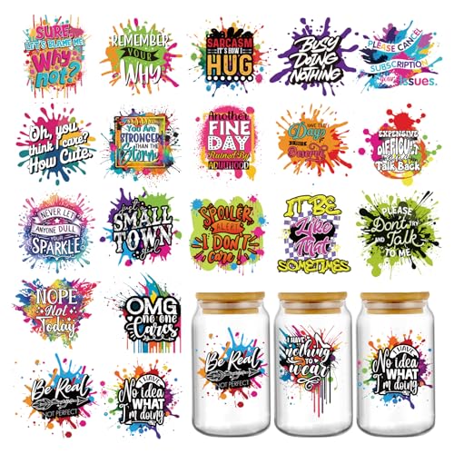 Funny UV DTF Stickers - 20 Sheets Colorful Graffiti UV DTF Tumbler Wraps for 16 20 oz Glass, Busy Doing Nothing Fun Quotes Transfer Sticker DIY Water Bottle Mug Journal Bumper Craft Decorations - style: Funny