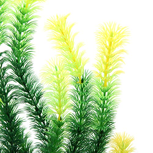 17" Plastic Water Plant for Aquarium Fish Tank Ornament, Rhodo Green - color: Green