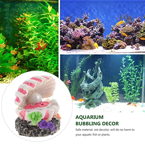POPETPOP Aquarium Decoration Bubble Pearl Shell Fish Tank Ornament with Air Stone Compatible for Oxygen Pump 2.76X2.17X2.17 Inch Aquarium Landscape