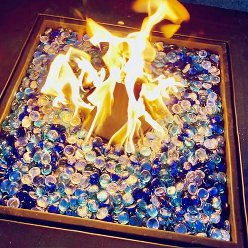 FANTIAN 10 Pounds Fire Pit Glass, Mixed Color Gems, Decorative Flat Glass Rocks for Vase Fillers Fish Tank Mosaic Crafts Wedding and Aquarium Gravel - color: Multicolor, size: 10 Pounds