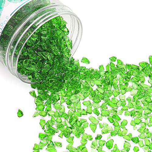 Crushed Glass for Resin Art - 3-6mm Light Green, 1.5lb | Broken Glass Pieces for Crafts, Vase Filler & Fire Pit Media | Decorative Stones - color: Light Green