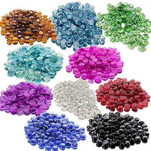 WGV Flat Marbles, Pebbles, Glass Gems for Vase Fillers, Party Table Scatter, Wedding, Decoration, Landscaping, Aquarium Decor, Crystal Rocks, Pink (2 Pounds, Approx 200 pcs) - color: Pink, size: 2 Pounds