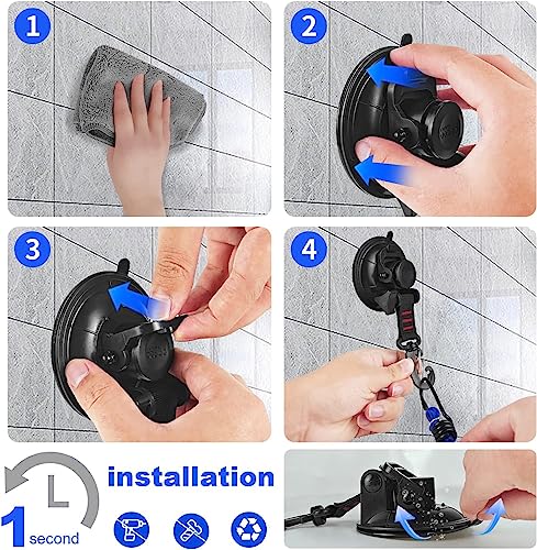 Hlogree 6PCS Heavy Duty Suction Cups Anchor with Hooks,Vacuum Suction Cup Camping Tie Downs with 6PCS Aluminum Buckle,Outdoor Strong Suction Cup Wall Anchor for Camping Tarp Accessory,Car Side Awning