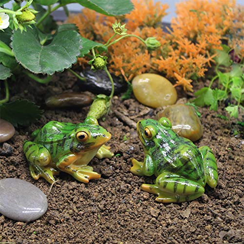 2pcs Miniature Frog Figurine, Fish Tank Decoration Fairy Garden Turtle Statue Landscape Indoor Outdoor Decor Ornament