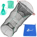 Drasry Crab Trap Bait Lobster Crawfish Shrimp Portable Folded Cast Net Magic Collapsible Fishing Traps Nets Accessories for Blue Crabs - color: Black, style: 1pcs 23.6 X 11.8in (0.39 Mesh)