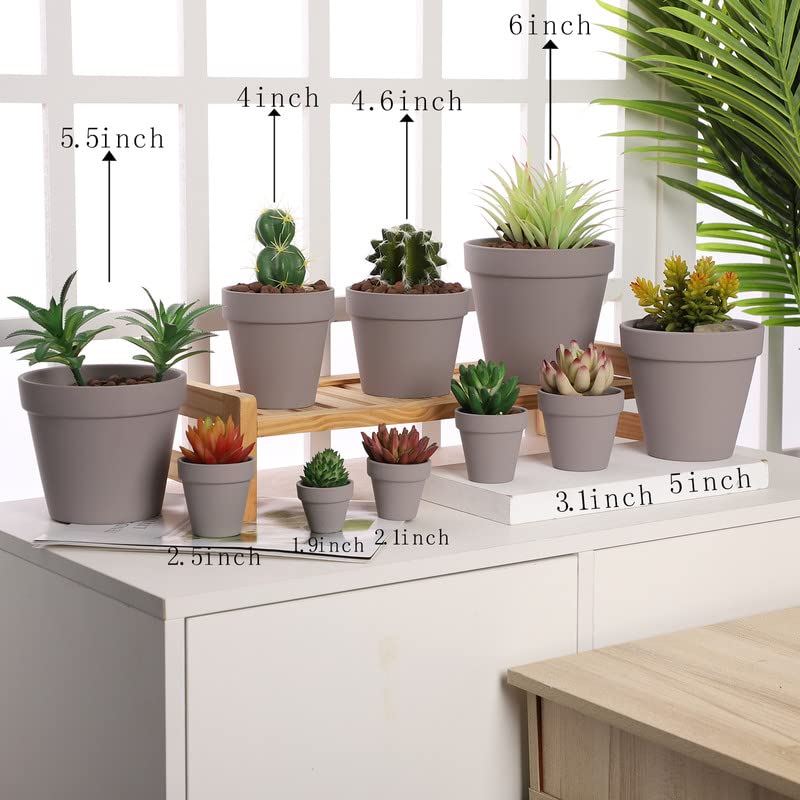 Yishang 2.5 inch Grey Terracotta Pots with Drainage Holes,Small Mini Clay Ceramic Pottery Planter,Cactus Flower Terra Cotta Pots,Succulents Nursery Pots for Indoor/Outdoor Plants,Crafts-12 Pack - color: Gray