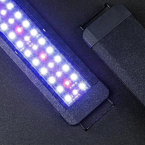 Pawfly 11W Aquarium LED Light for 12 to 18 Inch Fish Tanks Extendable Fish Tank Light with Full Spectrum Brilliant White Blue Red Lights with Daytime & Night Modes and Adjustable Brightness - color: Basic, size: 12"-18"