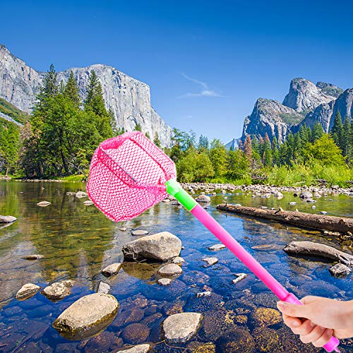 Coopay 2 Pieces Butterflies Fishing Net Catching Bug Floating Bait Beach Nets for Outdoor Playing - color: Rose Red + Green