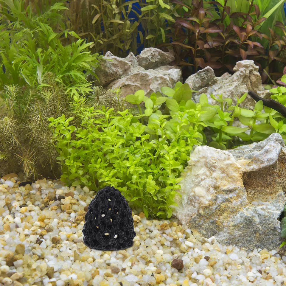 Garneck Shrimp Hide Aquarium Cave: Black Dome Shelter with Suction Cup Betta Fish Hideout Tunnel Tank Decor Ornament for Freshwater Habitat Guppy Snail Crawfish Plants Moss - color: Black