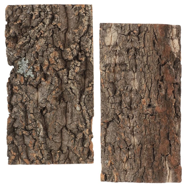 Toddmomy 2-Pack Reptile Cork Bark Aquarium Decor 7.87X3.93 Inch Natural Oak Bark Background for Terrarium Climbing Habitat Accessories for Lizard Gecko Bearded Dragon
