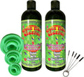 Green Piece® Glass Cleaner (Made in USA) - 2 of the 16 oz bottles with a Set of 3 Silicone Plugs and a 5 Piece Mini Metal Nylon Brush - style: 16 Fl Oz (Pack of 2) + 3 Purple Plugs & 5 Nylon Brush