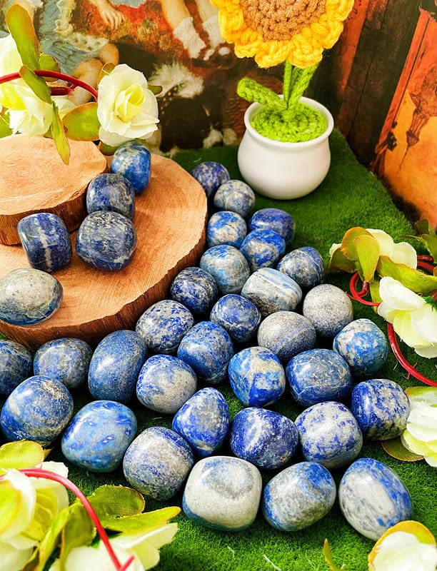 DUQGUHO Lapis Lazuli Healing Crystals Stones Set Natural Crystals Bulk Irregular Tumbled Polished Crystal Stones Bulk Rocks 0.45 lbs - color: 09 Lapis Lazuli